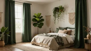 16 Bedroom with Dark Green Curtains Ideas You'll Love