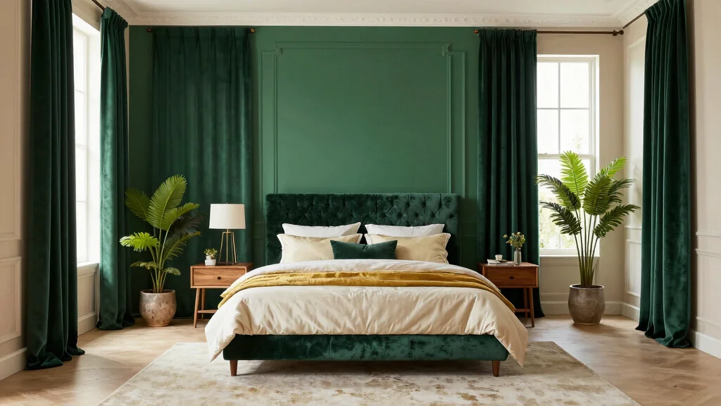 18 Green Velvet Curtains Bedroom Ideas for Rich Elegance
