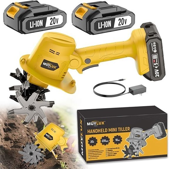 20v cordless garden tiller with battery