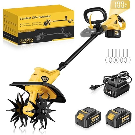 20v cordless tiller with batteries