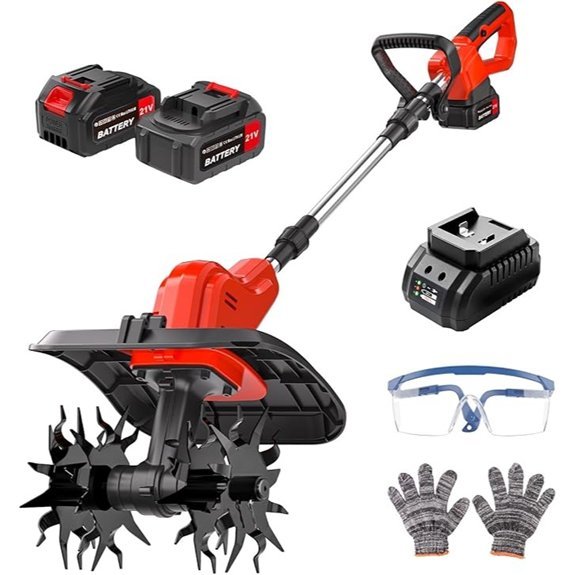 21v cordless tiller with batteries