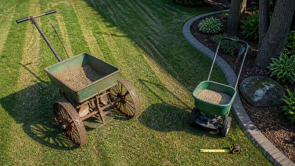 broadcast vs drop spreader lawn size