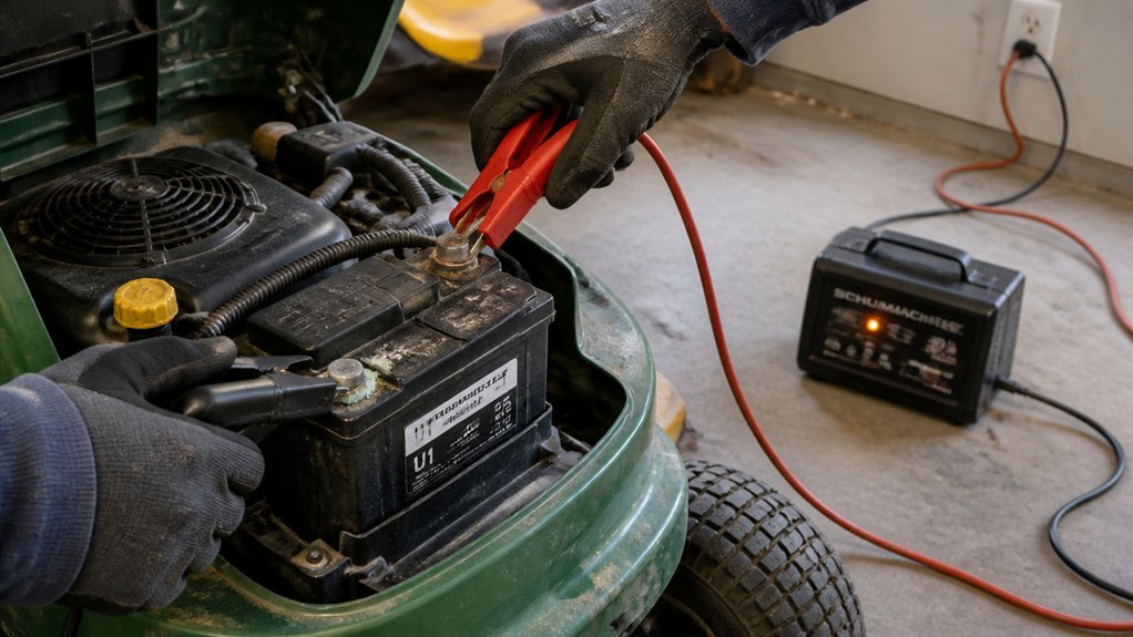 charging a riding mower battery