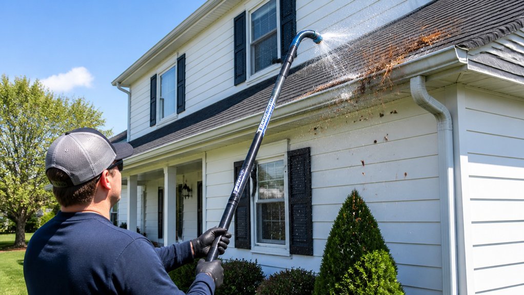 clean gutters from ground level