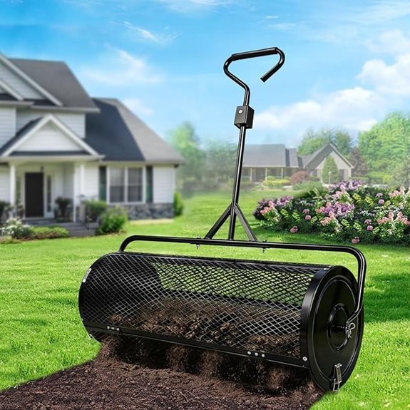 compost spreader 44 inch mesh roller