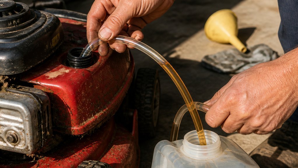 drain gas from lawn mower manually