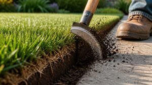 edge lawn precisely along borders