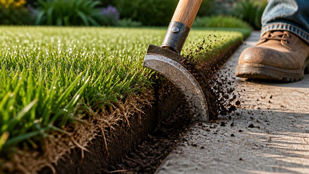 edge lawn precisely along borders