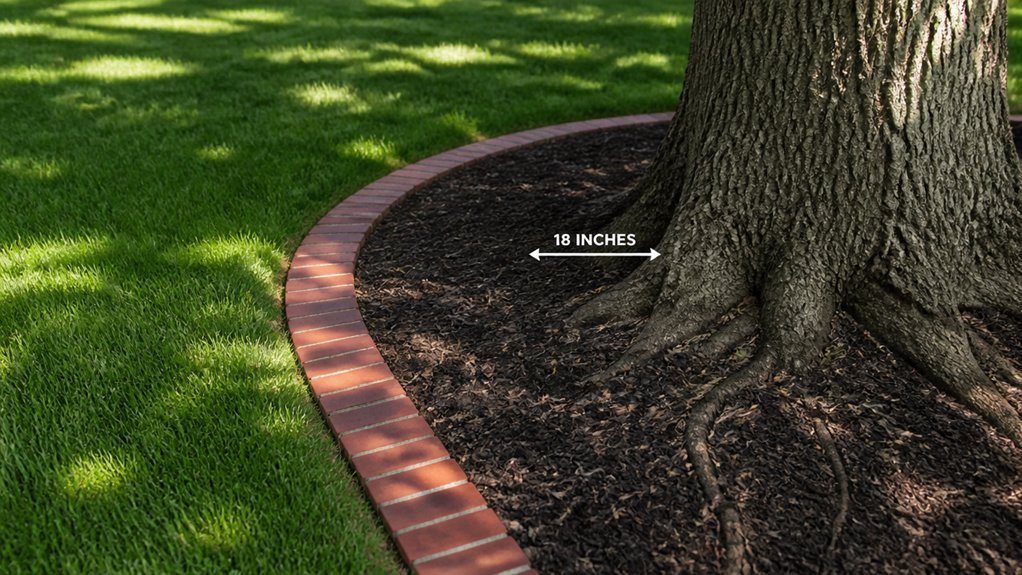 edge where turf meets soil avoid trees
