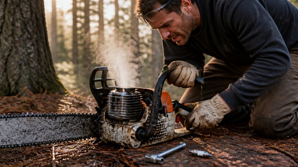 flooded gas chainsaw proper clear restart process