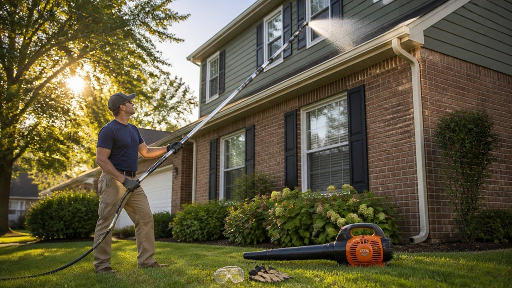 ground level gutter cleaning toolkit setup
