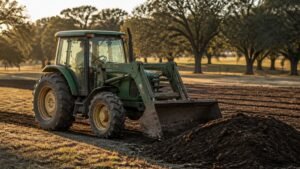 leveling a yard with tractor