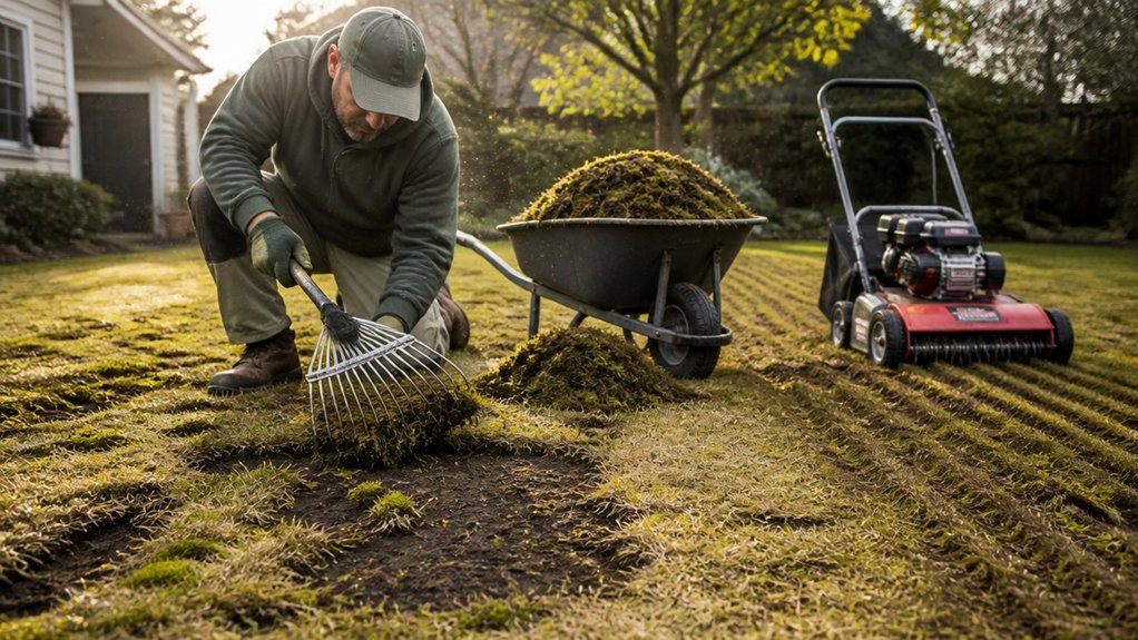rake out moss first