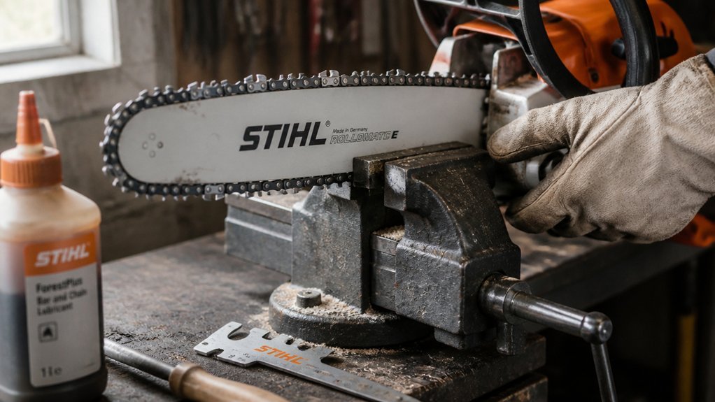secure bar chain sharpen carefully