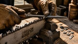 sharpening chainsaw with file