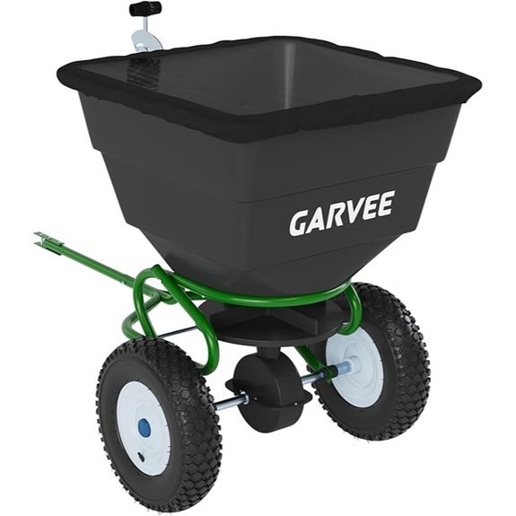 tow behind broadcast spreader 110 lbs universal hitch