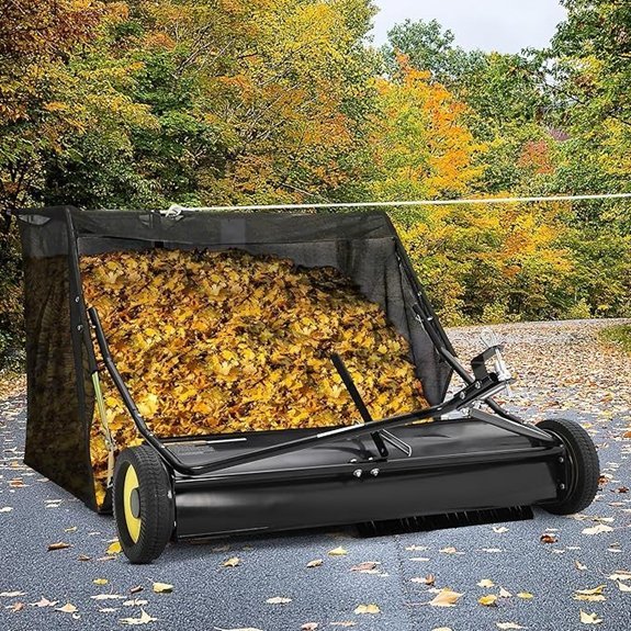 tow behind lawn sweeper features