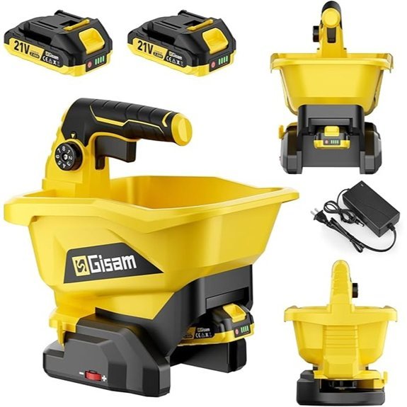 battery powered seed spreader 6 speed 8 settings