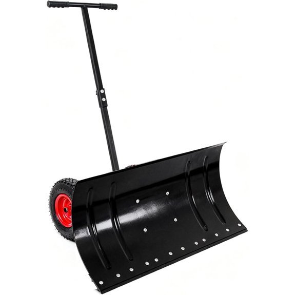 metal snow pusher with wheels