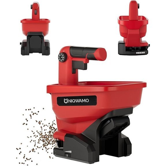 uniqwamo grass seed spreader milwaukee battery